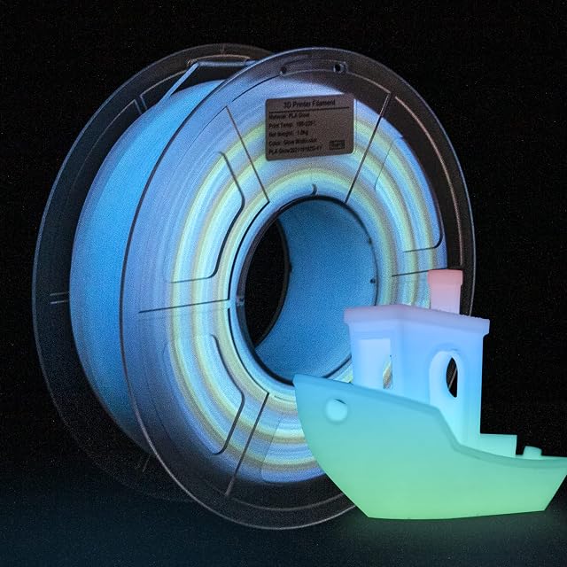 3D Printer Filament, Glow in The Dark Filament Multicolor, Pla Filament 1.75 mm Green, Blue, Red, Dimensional Accuracy +/- 0.03 mm, 1KG/Spool