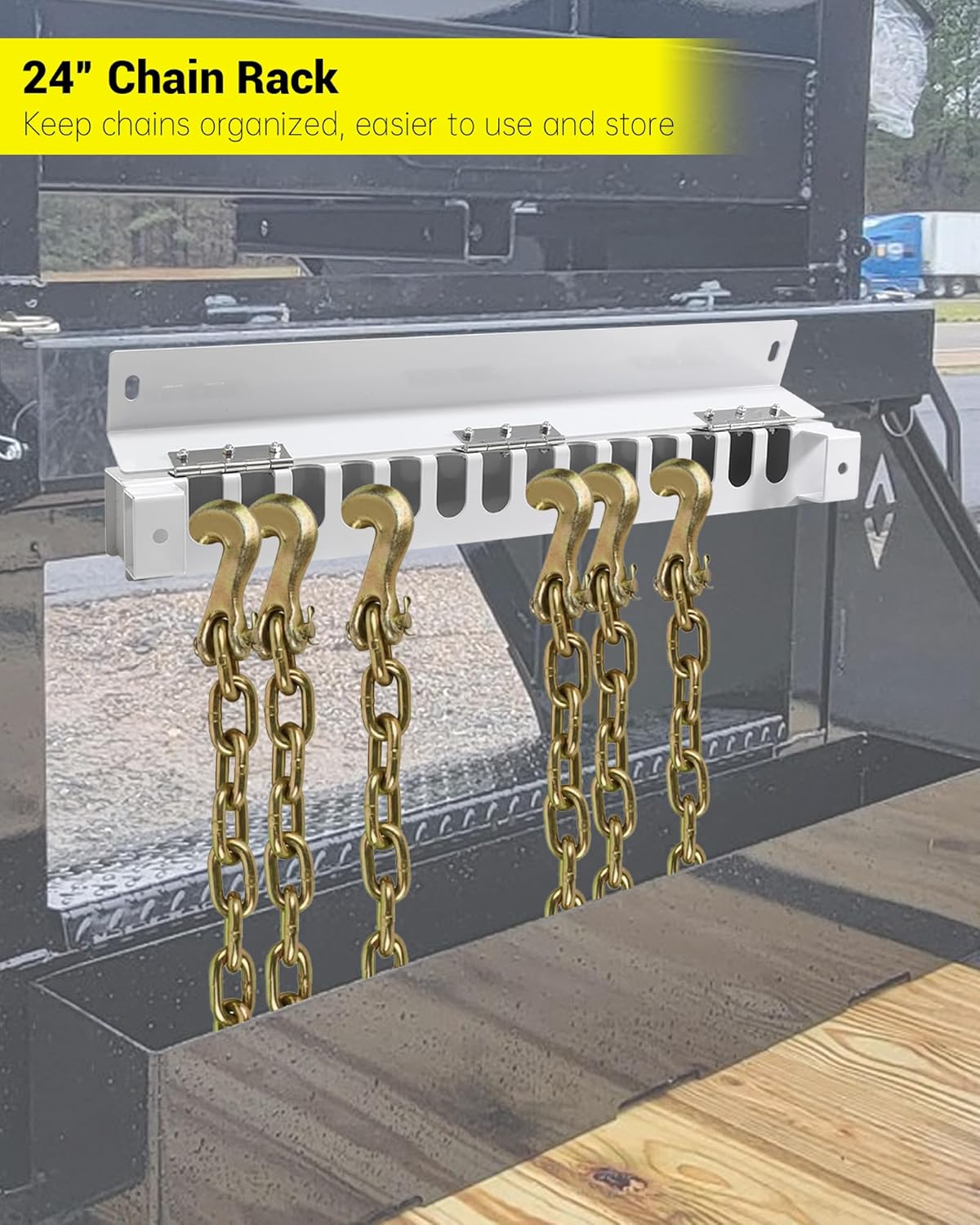 Heavy 24" Trailer Chain Rack Holder, Used to Fix The Trailer Chain Hook, Made of High Carbon Steel - Holds up to 14 Chain Hooks 1PCS