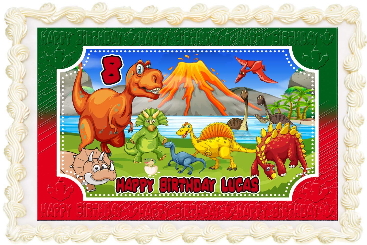 Dinosaur Rectangle/Square Personalised Icing Edible COSTCO Cake Topper Decoration COSTCO Cake