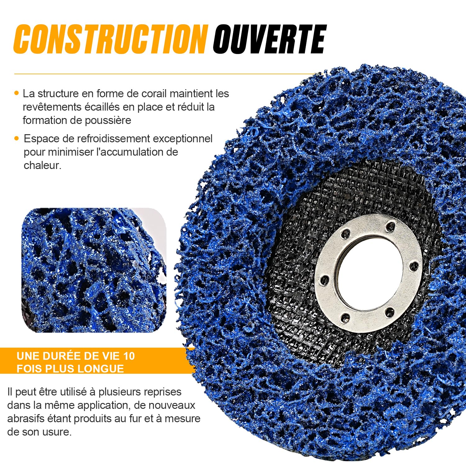 CSD Disques de Nettoyage - 115 x 22 mm Disque Meuleuse Pour Traitement de Surface Peinture Disque Abrasif pour Meuleuse D'angle- Lot de 6