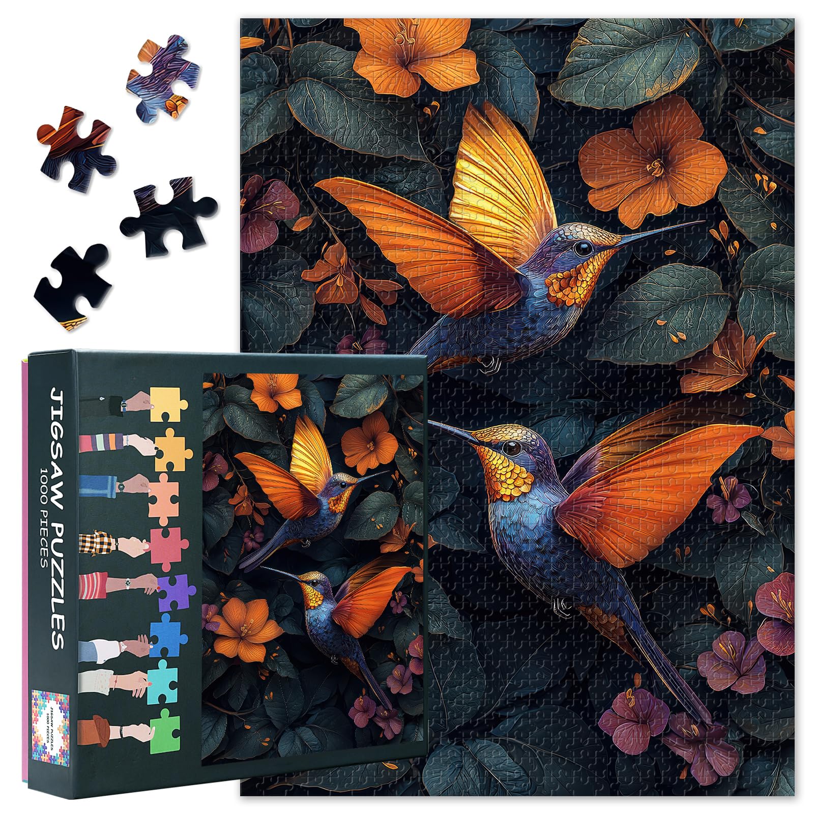 Hummingbirds Puzzles for Adults 1000 Pieces, Flowers Jigsaw Puzzles, Forest Jigsaw Puzzle