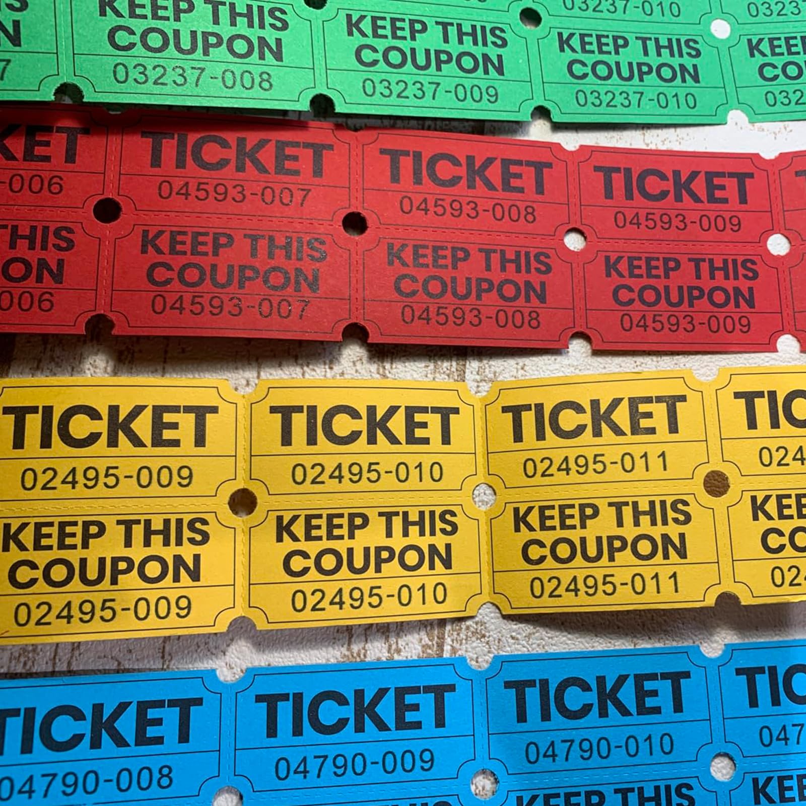 4 Rolle Double Raffle Tickets 4000 Stück Nummerierte Tombola-Tickets Rolle für Party-Event, Preisbelohnung, Spendenaktion, Karneval