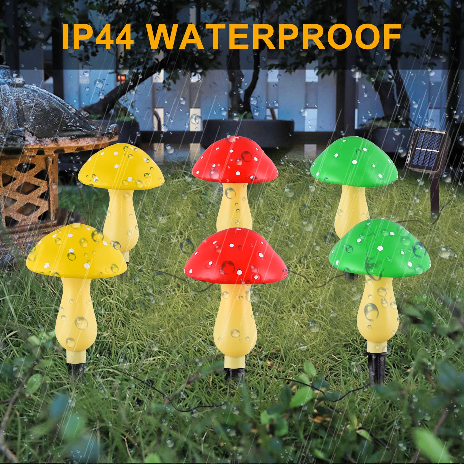 Outdoor Mushroom-Shaped Solar Garden Lights Decorative Mushroom Solar Lights for Courtyard, Garden (6 Mushroom Lights per Package)