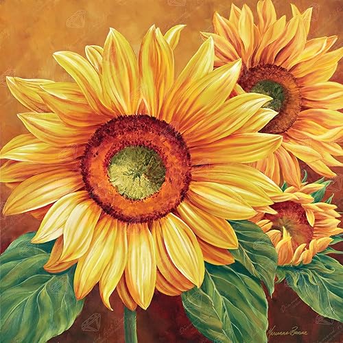 Miniatura 14 de DIAMOND ART CLUB - Juego de pintura con diamantes, lienzo de Vitral de flores”, lienzo redondo 5D para principiantes, divertidas manualidades