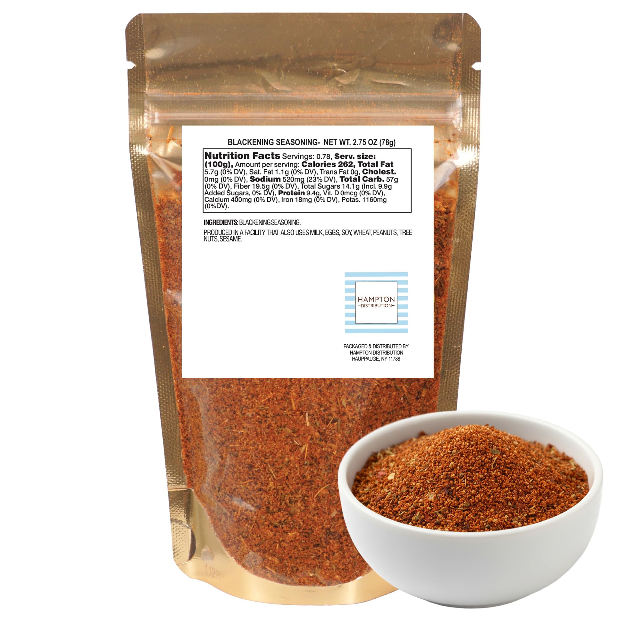 Blackening Seasoning, 2.75 Ounce Resealable Bag, Hampton Distribution