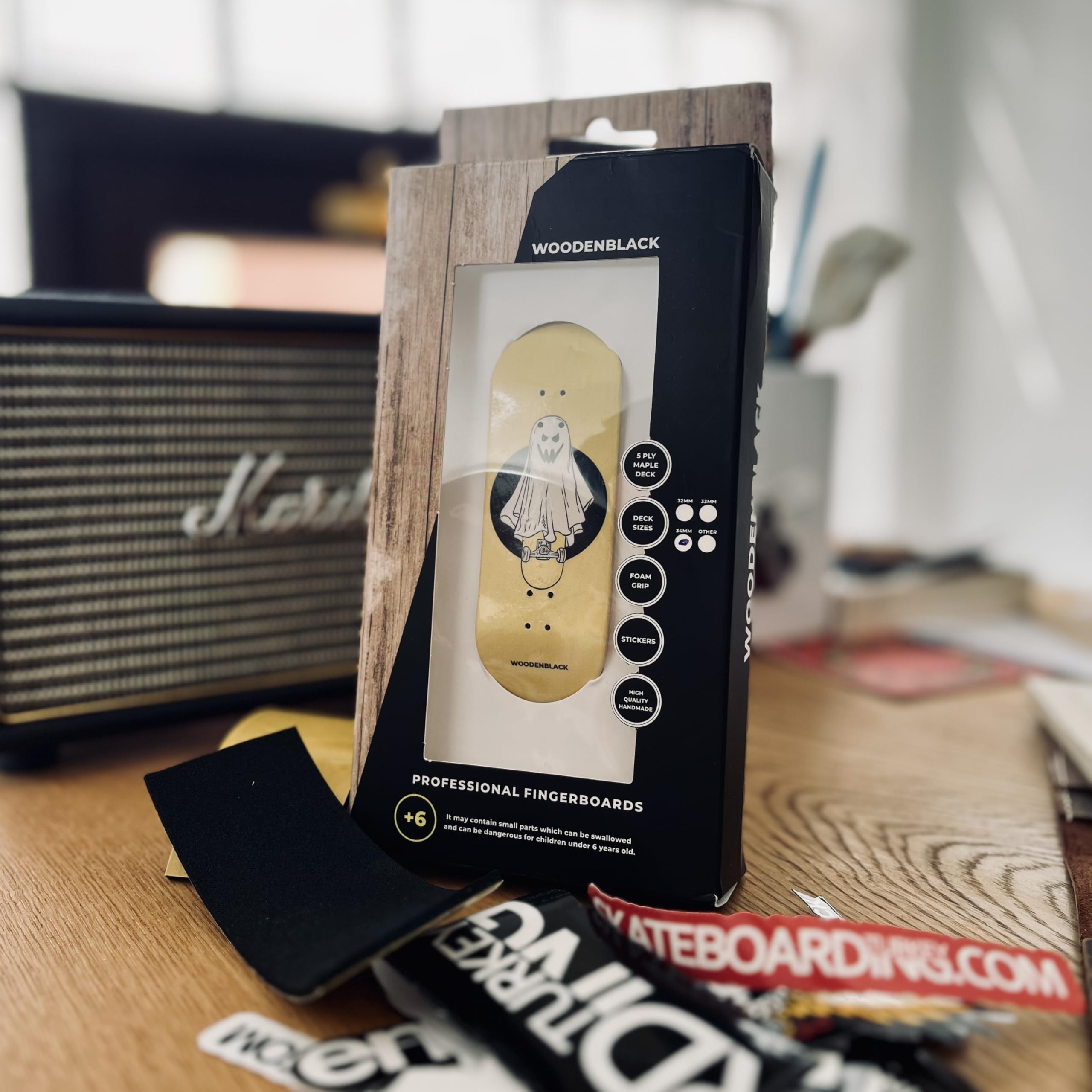 WOODENBLACK Fire Hair Pro Fingerboard Deck - Handmade