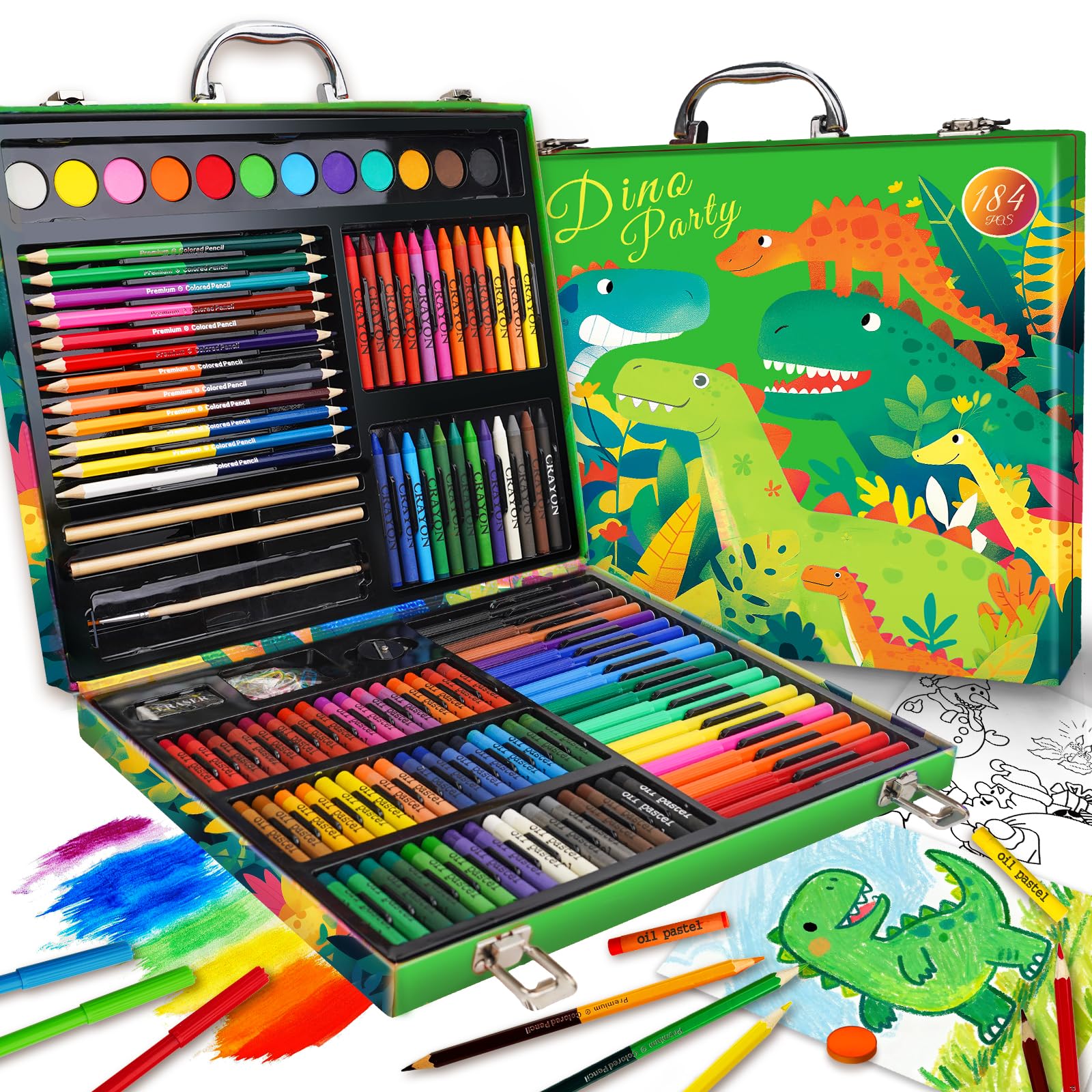 Cokiki 184-Piece Dinosaur Art Kit