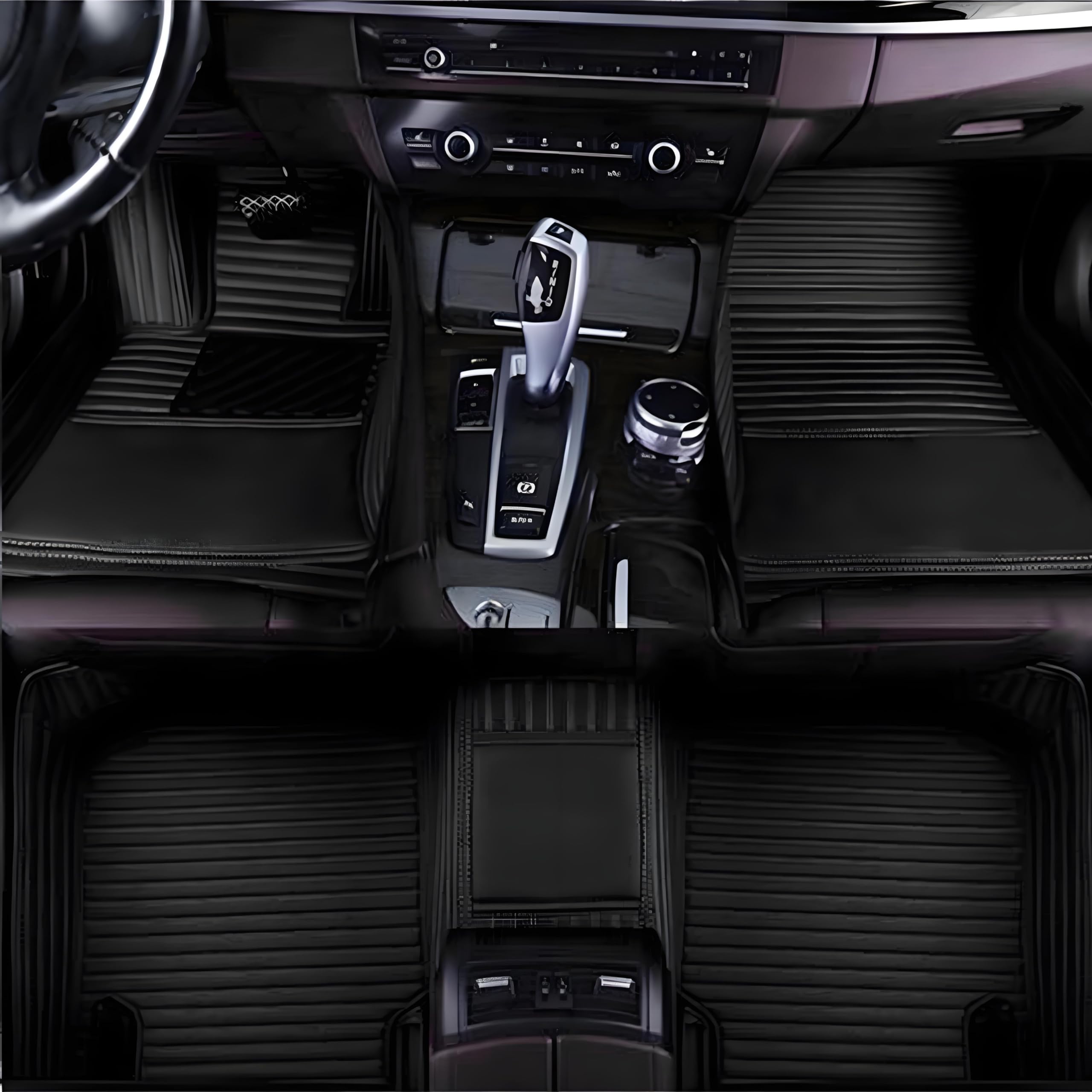 Tapis de Sol pour BMW 1/2/3/4/5 Series X1 X2 X3 X4 X5 X6 | Tapis auto sur mesure, Cuir synthétique luxe, antidérapant,Nettoyage facile, design premium & fixation sécurisée.