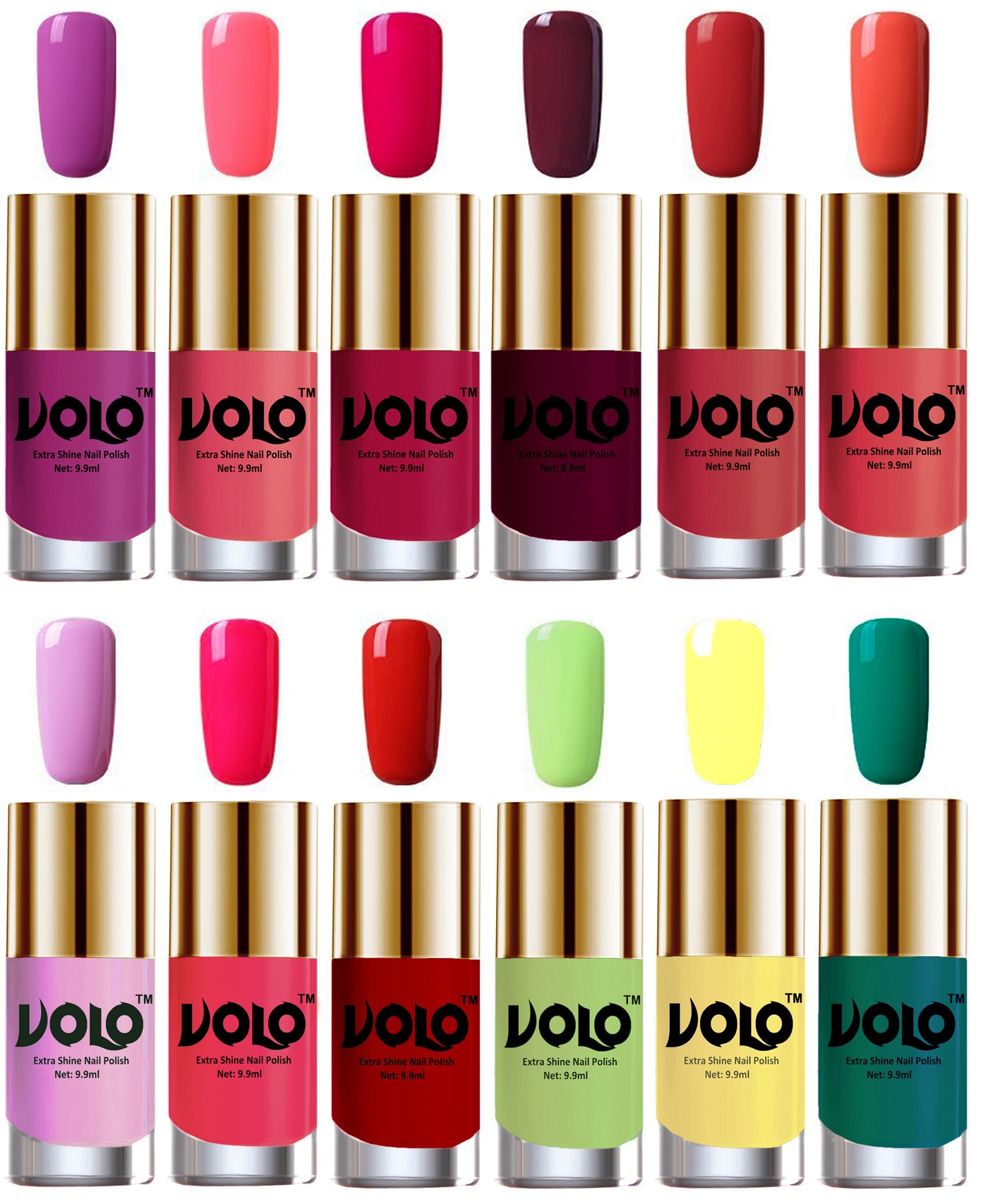 Volo Luxury Super Shine Nail Polish Set of 12 Vibrant Shades (Bright Plum, Pink Mania, Moon Magenta, Wine, Coral Compass, Peach Crush, Light Purple, Passion Pink, Reddish Orange)-image-4