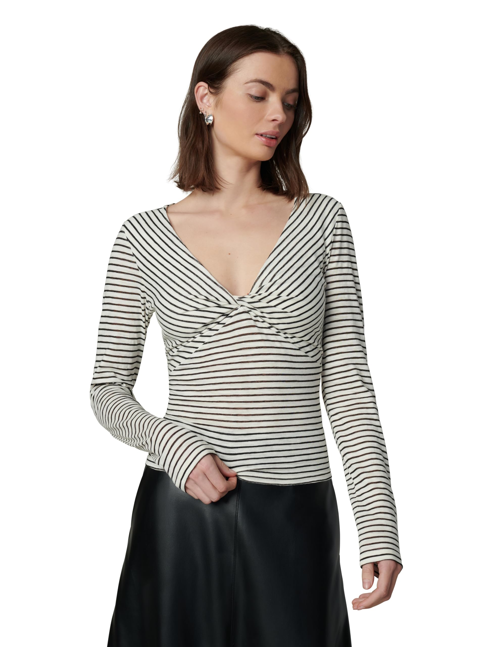 Joe's Jeans Women's The Ava Twist V Neck Long Sleeve Top, Black