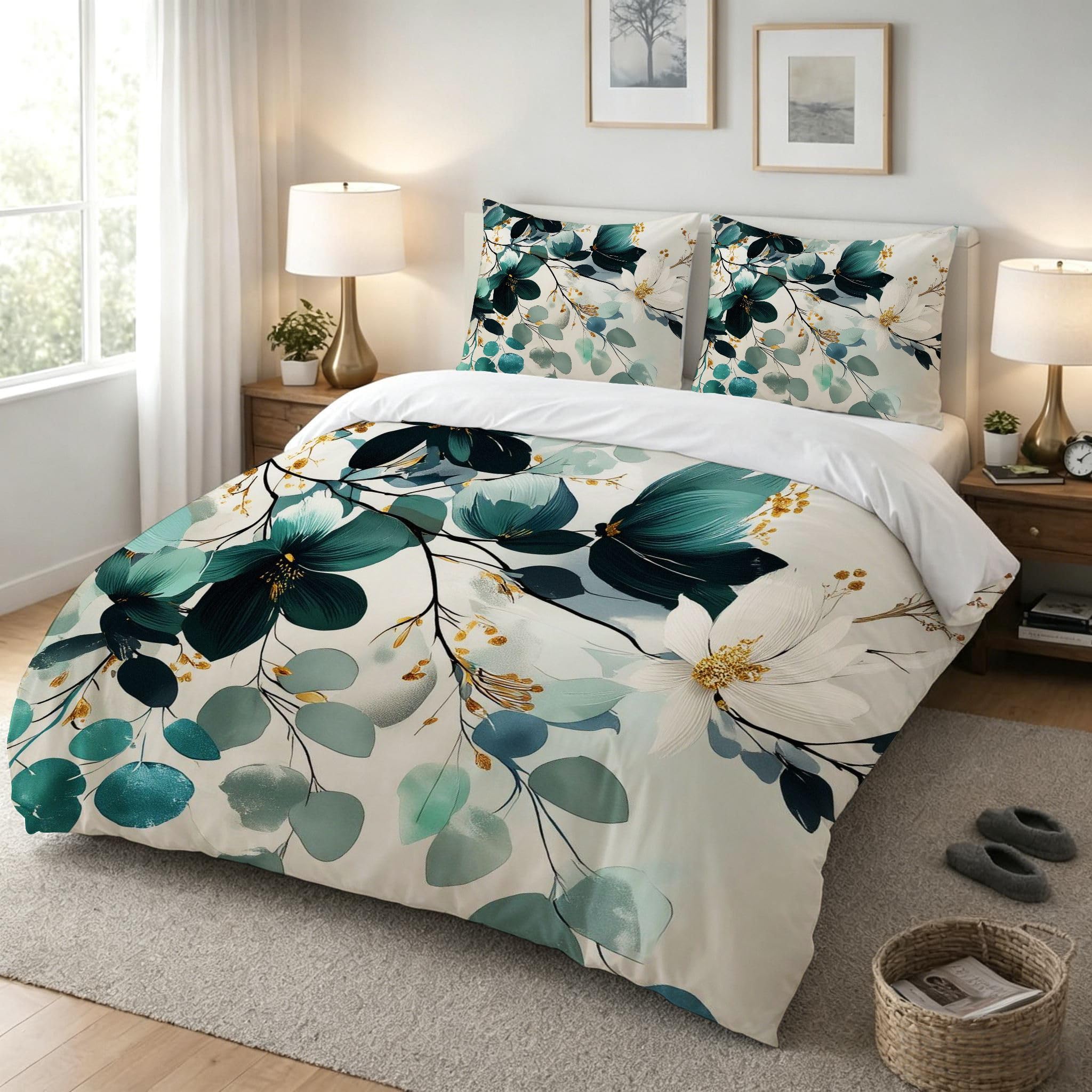 Copripiumino Matrimoniale Foglie Verdi 260x240, ZE3042