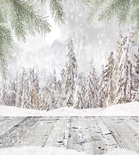 Miniatura 2 de Ambesonne Juego de funda de edredón de invierno, con temática navideña abstracta de bosque cubierto de nieve y superficie de madera, juego de cama