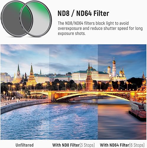 Miniatura 5 de NEEWER Kit de filtro de lente de 1.929 in ND8 ND64 CPL, densidad neutra+kit de filtro polarizador circular con 30 capas de revestimiento nanovidrio