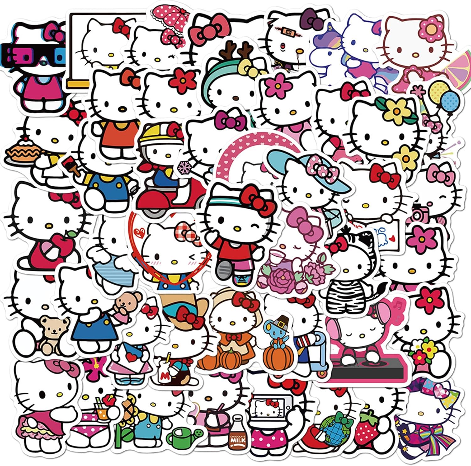 Adorable Anime Kitty Stickers: 50 Waterproof Vinyl Decals for Creative Fun!