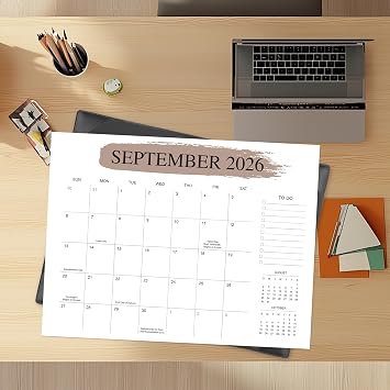 Desk Calendar 2026-2027 with Desktop Mat, 22x17, Jul 2026-Dec 2027, Black