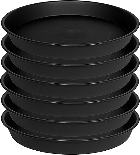 Paquete de 6 platillos para plantas de 10 pulgadas, platillos de plástico resistentes redondos de 10 pulgadas, bandeja duradera para macetas,