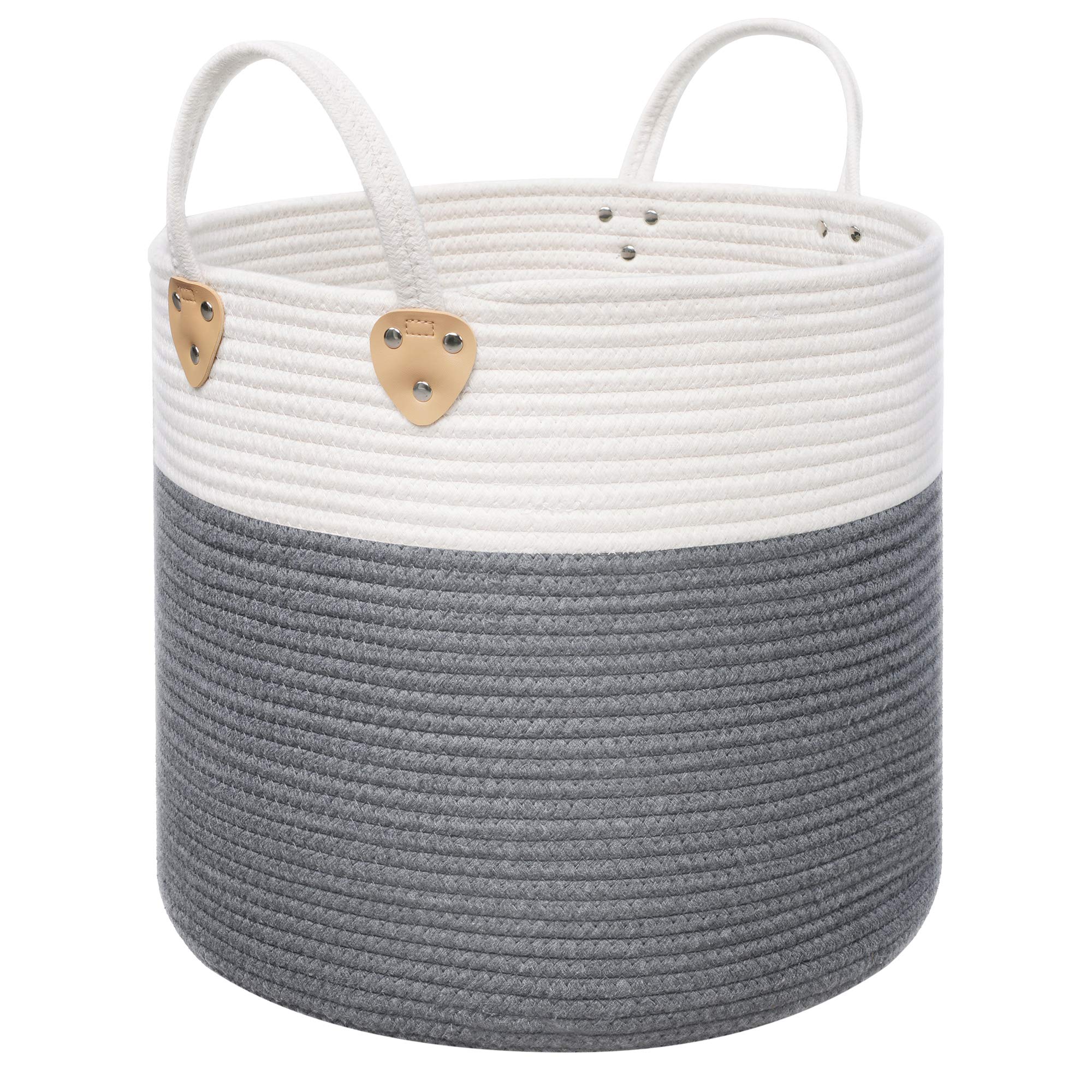 Panier en corde de coton SONGMICS corbeille à linge 50L bicolore gris beige