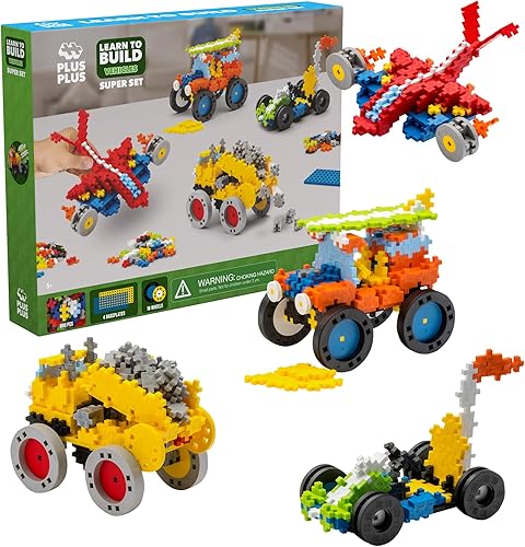 PLUS PLUS - GO! Learn to Build Vehicles Super Set, 800 piezas - Tallo de construcción de construcción/juguete de vapor, mini bloques de rompecabezas