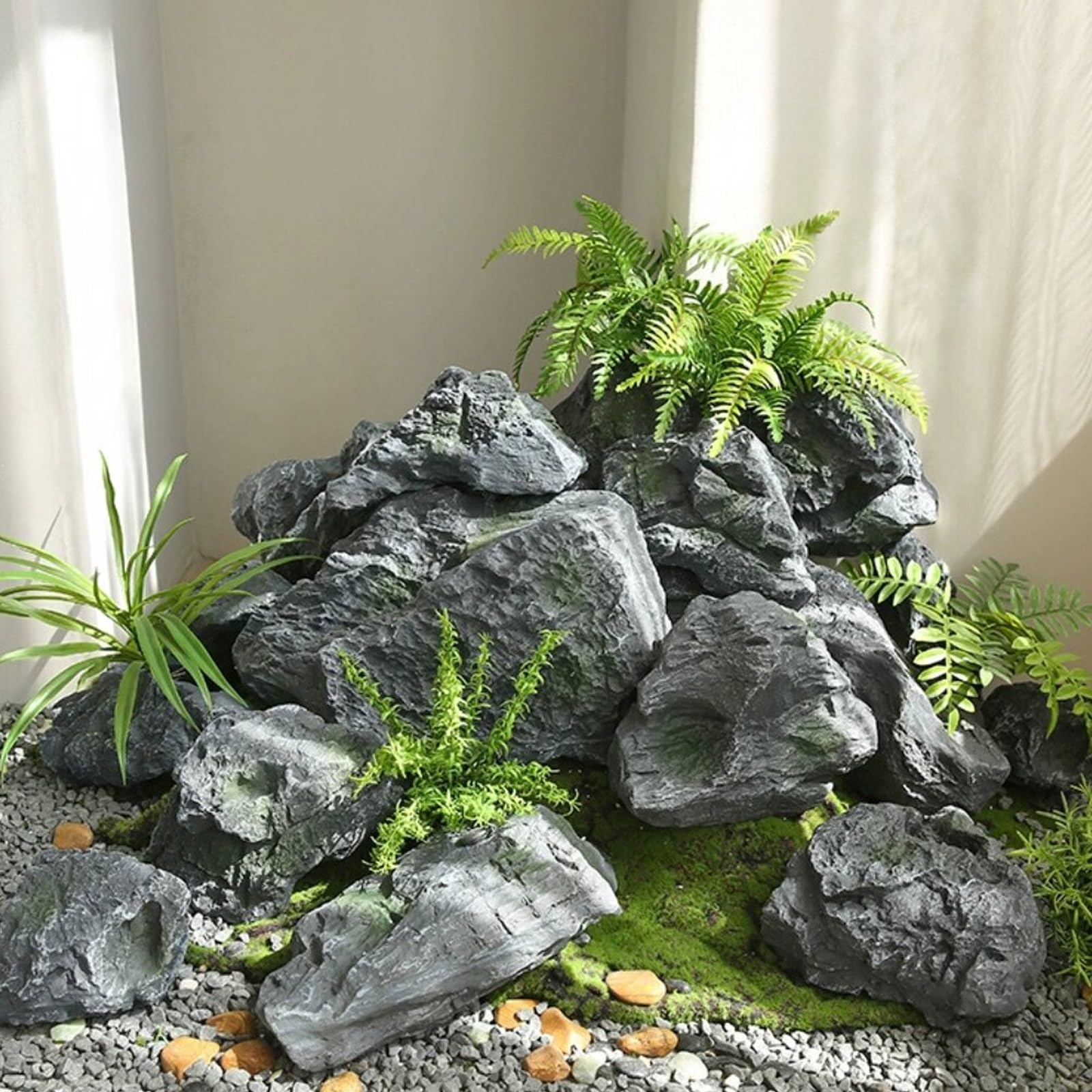 Realistische Kunstfelsen, Massive Steine Garten for die Landschaftsgestaltung im Freien, Leicht und Langlebig, zur Dekoration von Innenräumen oder Gärten