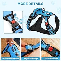 Vista 4 de FURRYFECTION Dog Harness No Pull Dog Harness Reflective Oxford Padded Handle 4 Adjustable Straps 2 Leash Clips No Choke Pet Vest Harness