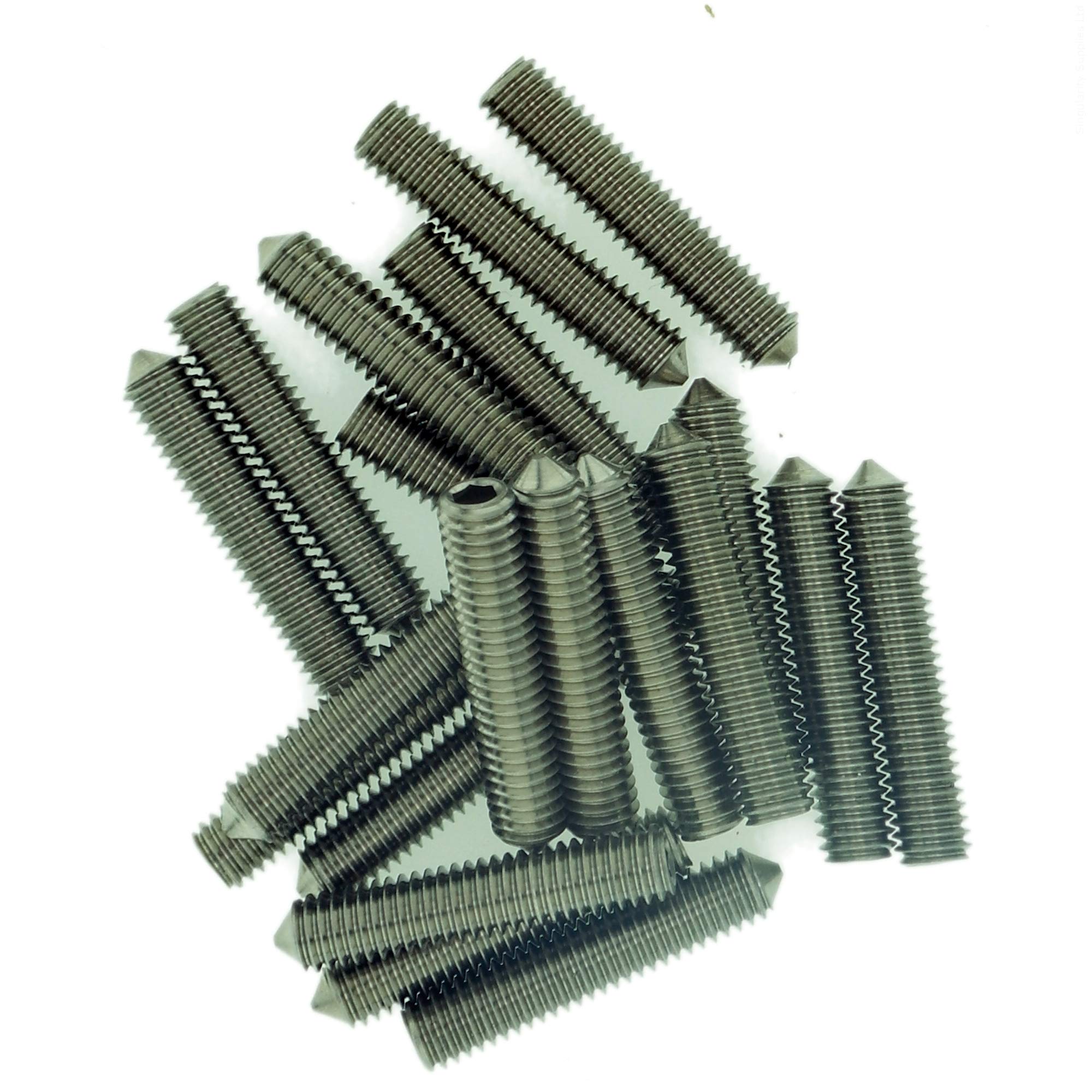 Singularity Supplies M2 (2Mm X 6Mm) Hex Socket Grub Screw (Cone Point) - Stainless Steel (A2) (Pack Of 20)