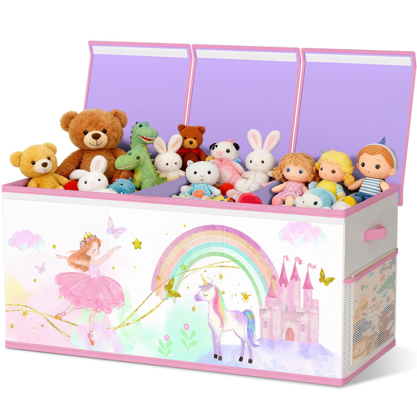 Caja de almacenamiento de juguetes extra grande para niñas y niños, organizador plegable de juguetes para niños, contenedor de juguetes con tapa para ropa, manta, guardería, sala de juegos, dormitorio