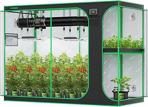 VIVOSUN D948 - Tienda de campaña de cultivo 2 en 1 9x4, 108 x 48 x 80 pulgadas, Mylar de alta reflectante con múltiples cámaras y bandeja de piso