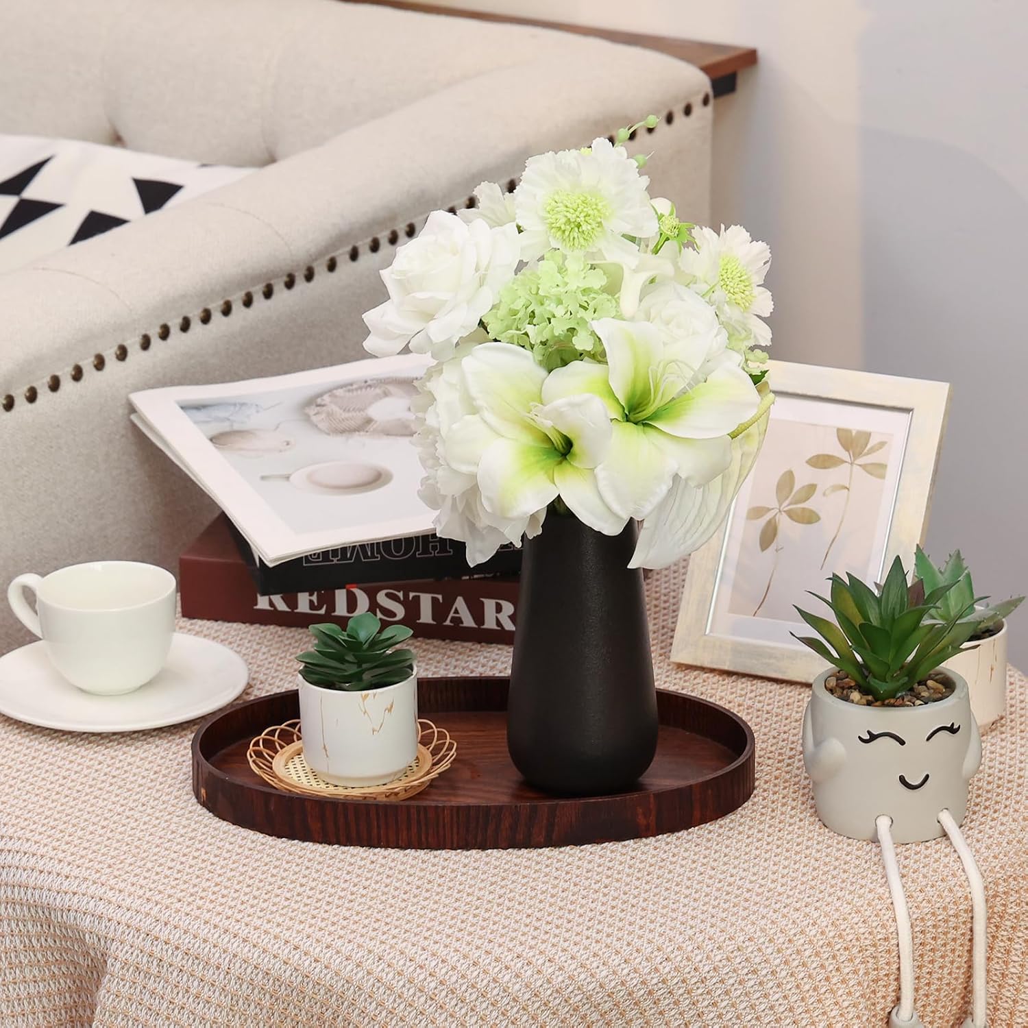 CEWOR Artificial Flowers Fake Flowers for Vase Silk Faux Flowers for Wedding Bouquets Flower Arrangements Floral Table Centerpieces Home Kitchen Garden Party Décor (White)