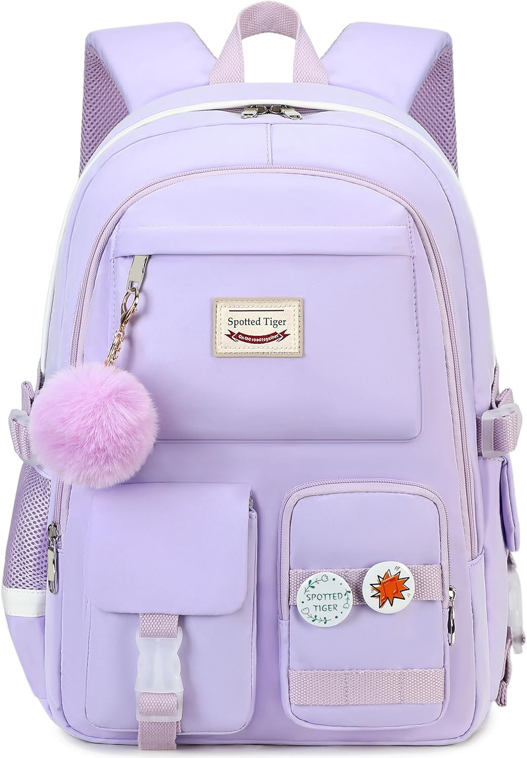 Spotted Tiger Girls Backpack Aesthetic Backpack for Teen Girl Cute School Bag Bookbag Anime School Backpacks for Girls (Purple)