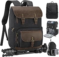 RAINSMORE Waterproof Camera Backpack for DSLR/SLR/Mirrorless - 15.6" Laptop, Anti-Theft Side Access, Rain Cover, Tripod Holder, 25L Photography Bag