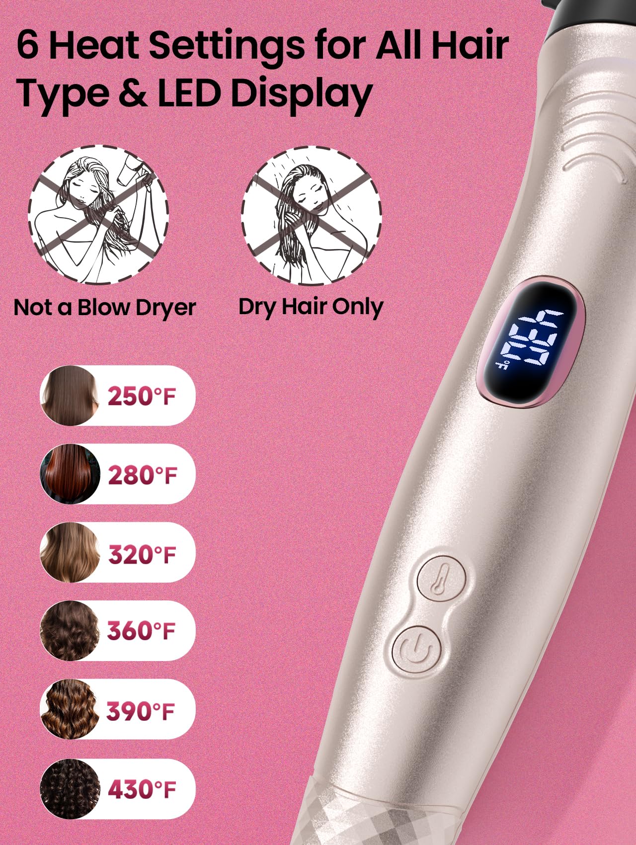 Pink Infrared Thermal Hair Styling Brush with Ionic Ceramic Heating