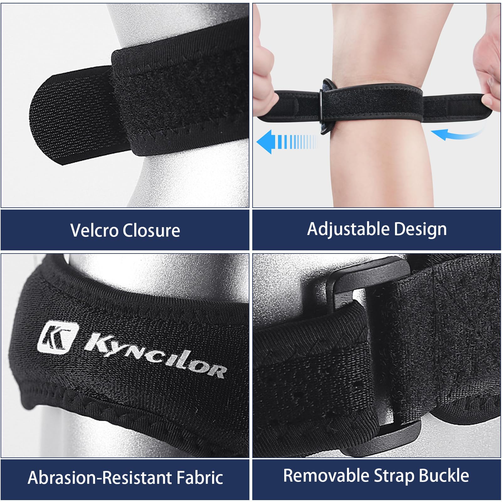 HORREX Genouillère Arthrose Genou Réglable Sport Sangle Maintien Ligamentaire Rotulienne pour Cyclisme Course Volley