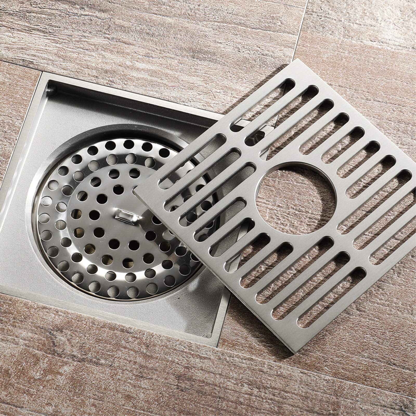 Scarico A Pavimento Quadrato In PVC 98x98mm - Con Filtro Rimovibile Per Capelli - Foto 6