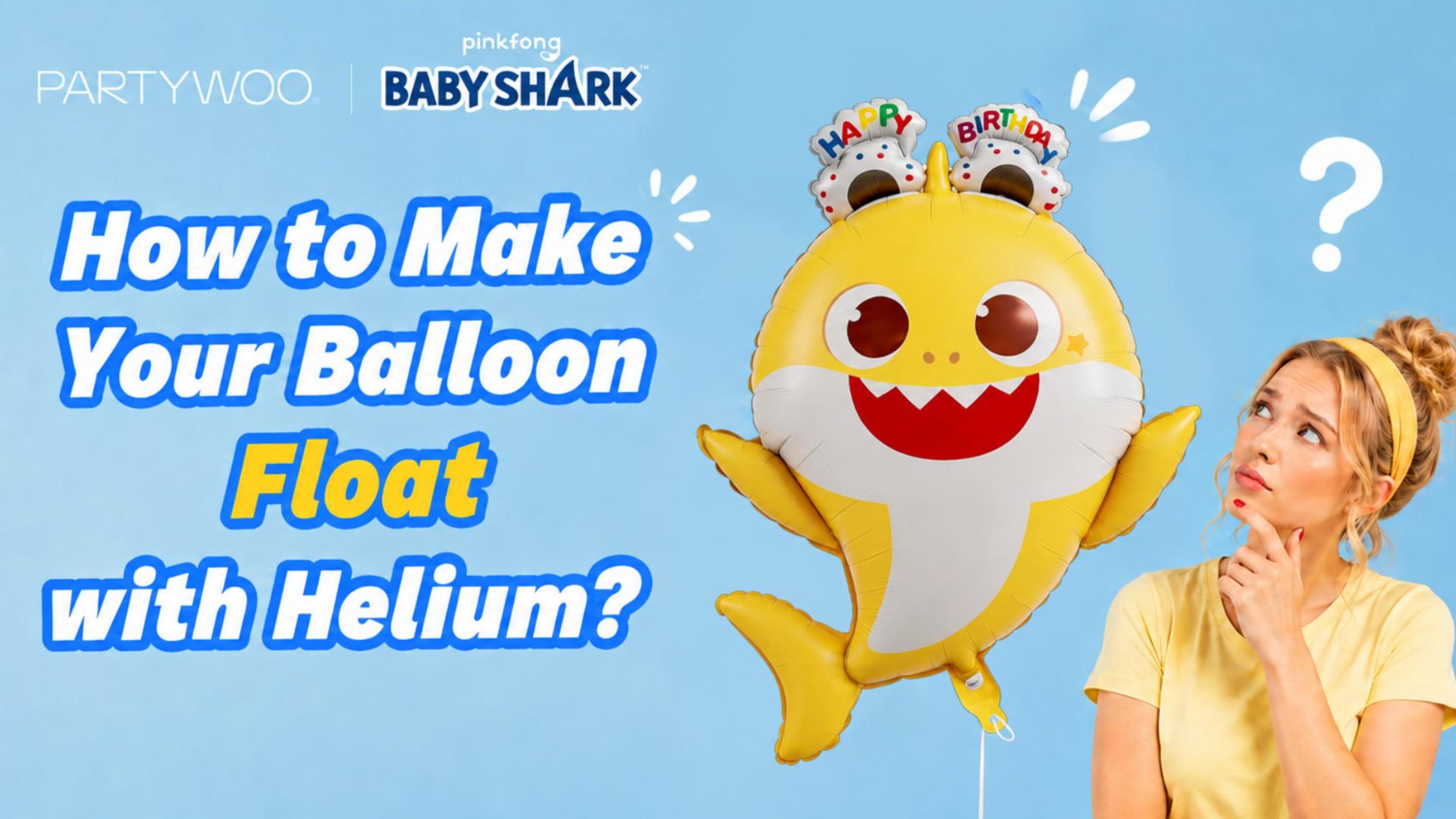 PartyWoo Baby Shark Pink Round Mylar Helium Boys Girls Foil Balloons 5pcs