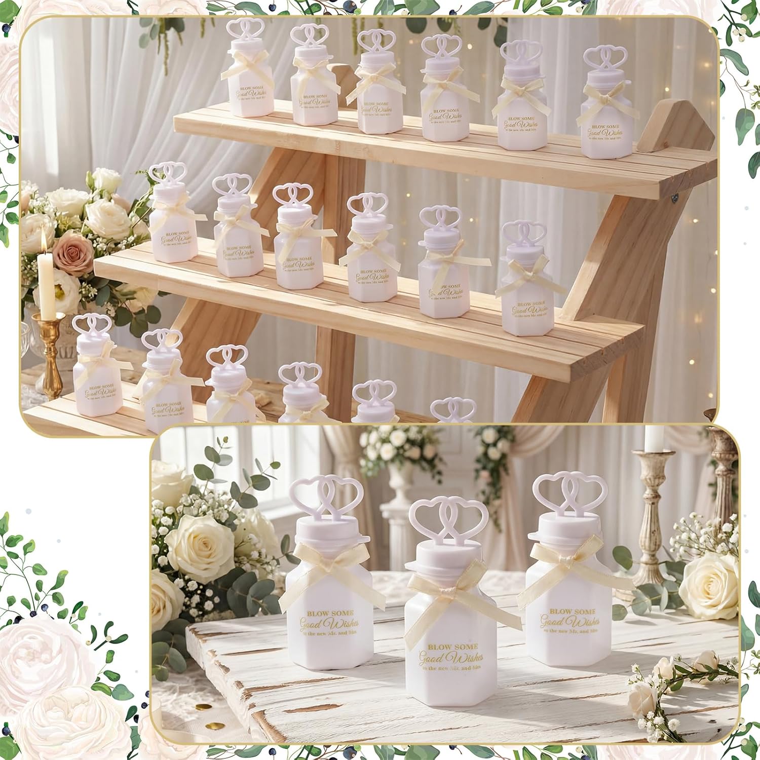 150 Pcs Wedding Bubbles Bulk with Bubble Solution Wedding Mini Bubble Gifts White Gold Mini Heart Wand for Anniversary, Engagement, Bridal, Valentine's Day, Gift for Adult Couple