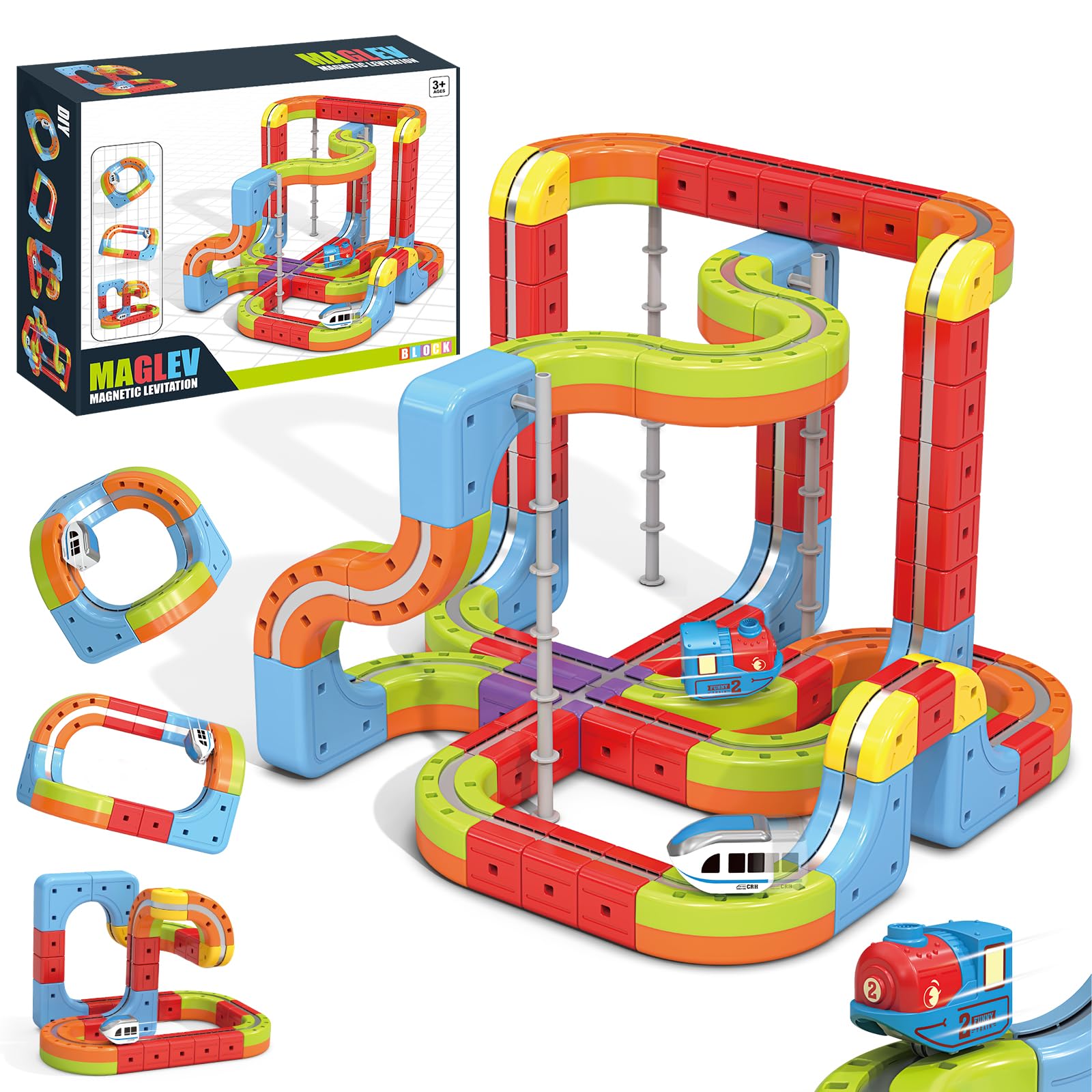 YESHIN Juego de tren eléctrico de ferrocarril, juego de tren eléctrico con diseño 3D de gravedad, ferrocarril para niños, regalo eléctrico para niños