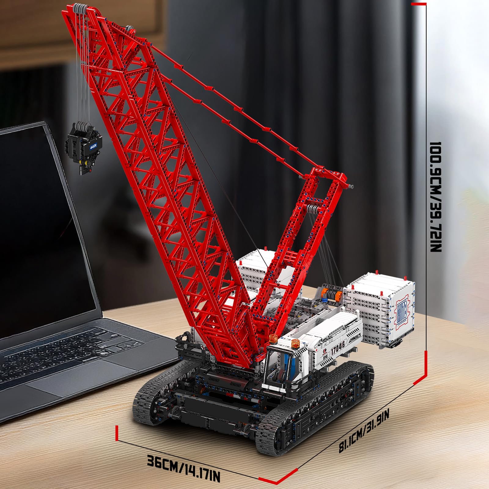 Mould King 17046 Modèle Technique de Grue, 4494 pièces Kit de Grue sur chenilles télécommandée, kit de modèle avec 5 Moteurs, et Application Dual Control
