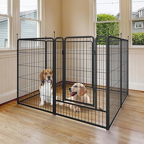 Miniatura 7 de Musen Corralito para perros para interiores y exteriores, 8 paneles de 40 pulgadas de altura, corral de ejercicio con puertas para perros grandes,