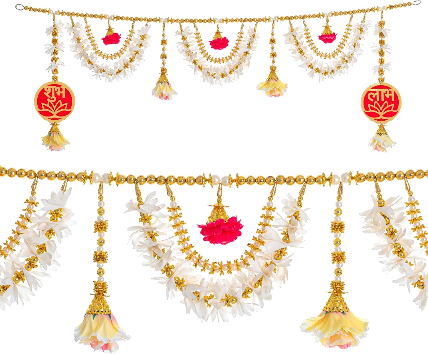 Traditional Toran Artificial Flower Bandanwaar Hanging for Home Wall Door Temple Festival Wedding Party Decoration & Gifting (Design-1)