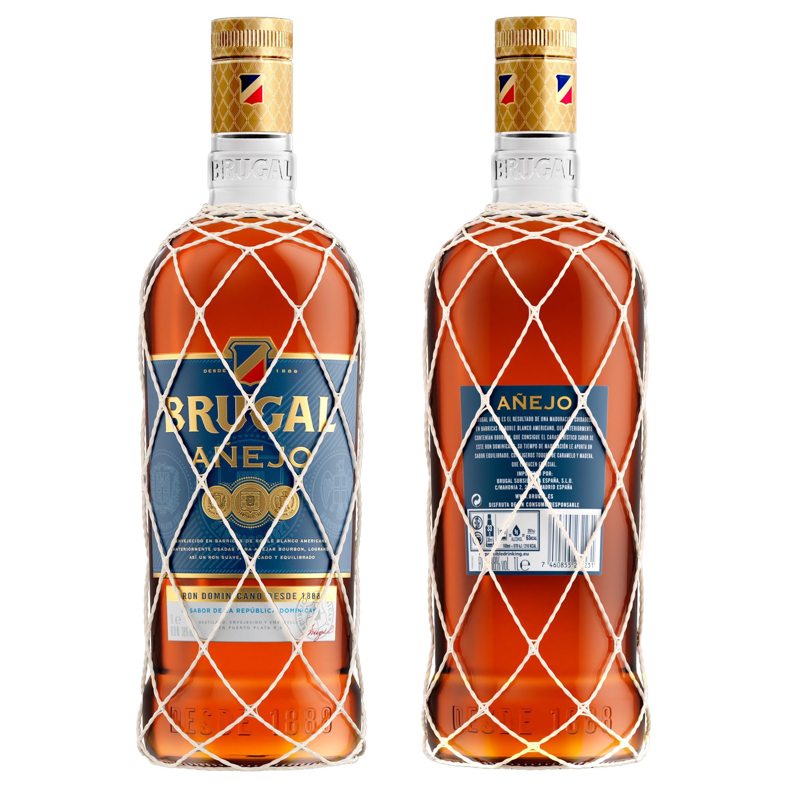 Brugal Añejo Ron Dominicano Superior Envejecido en Barrica de Roble 1L