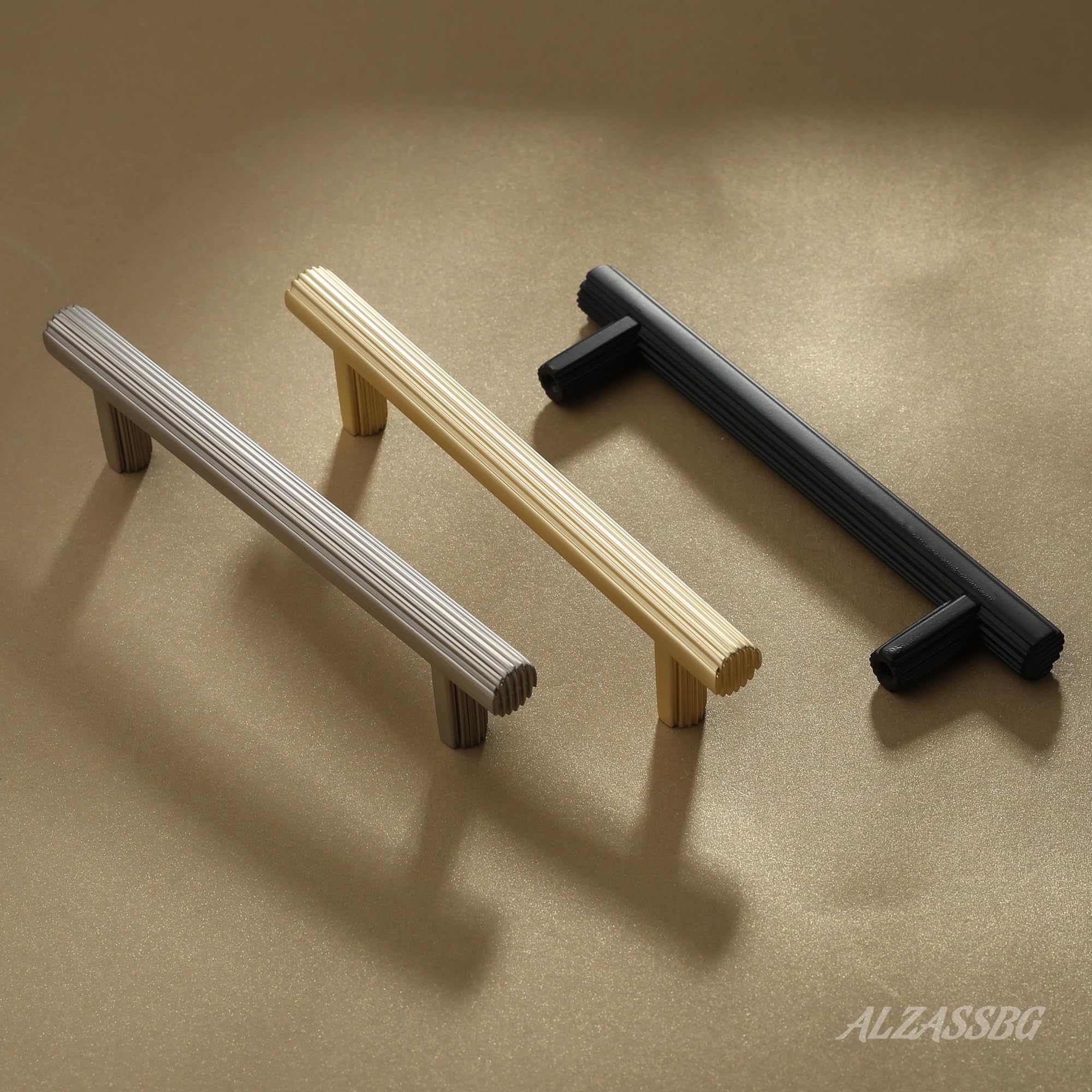 Alzassbg 10 Pack Brushed Black Nickel Cabinet Pulls - 3.75 Inch (96mm) Hole Centers, Kitchen & Drawer Handles - View #4