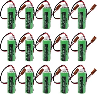 (15 Pcs/Set) 3V 2500mAh CR17450SE-R PLC Replacement Battery w/2P Plug for SANYO CR17450SE-R A98L-0031-0012 FANUC CNC Series (3.0 Volt, 2.5 Ah, Non-rechargrable)