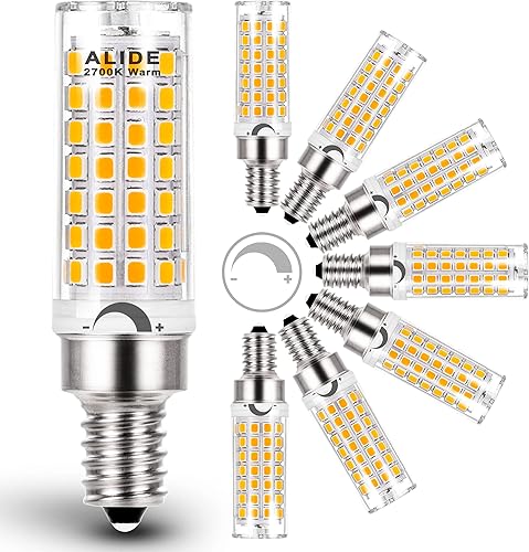 Miniatura 11 de ALIDE Bombilla LED E12 4000K regulable de 5 W, reemplaza equivalente a halógeno E12 de 40 W, base T6 de 120 V, E12 C7, bombillas LED para 4000K