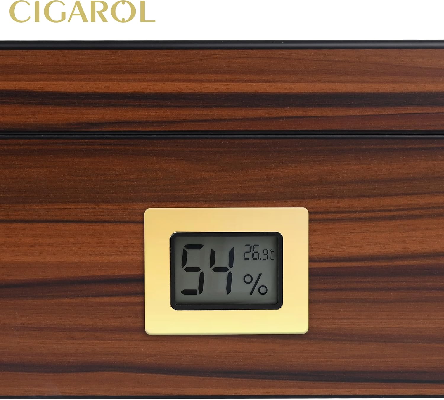 Cigar Humidor, Glass Top Desktop Humidor Case with Digital Hygrometer & Humidifier, Spanish Cedar Wood Lining Humidor Box, Holds 30 Cigars, Holiday Gift for Men