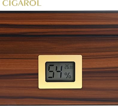 Cigar Humidor, Glass Top Desktop Humidor Case with Digital Hygrometer & Humidifier, Spanish Cedar Wood Lining Humidor Box, Holds 30 Cigars, Holiday Gift for Men
