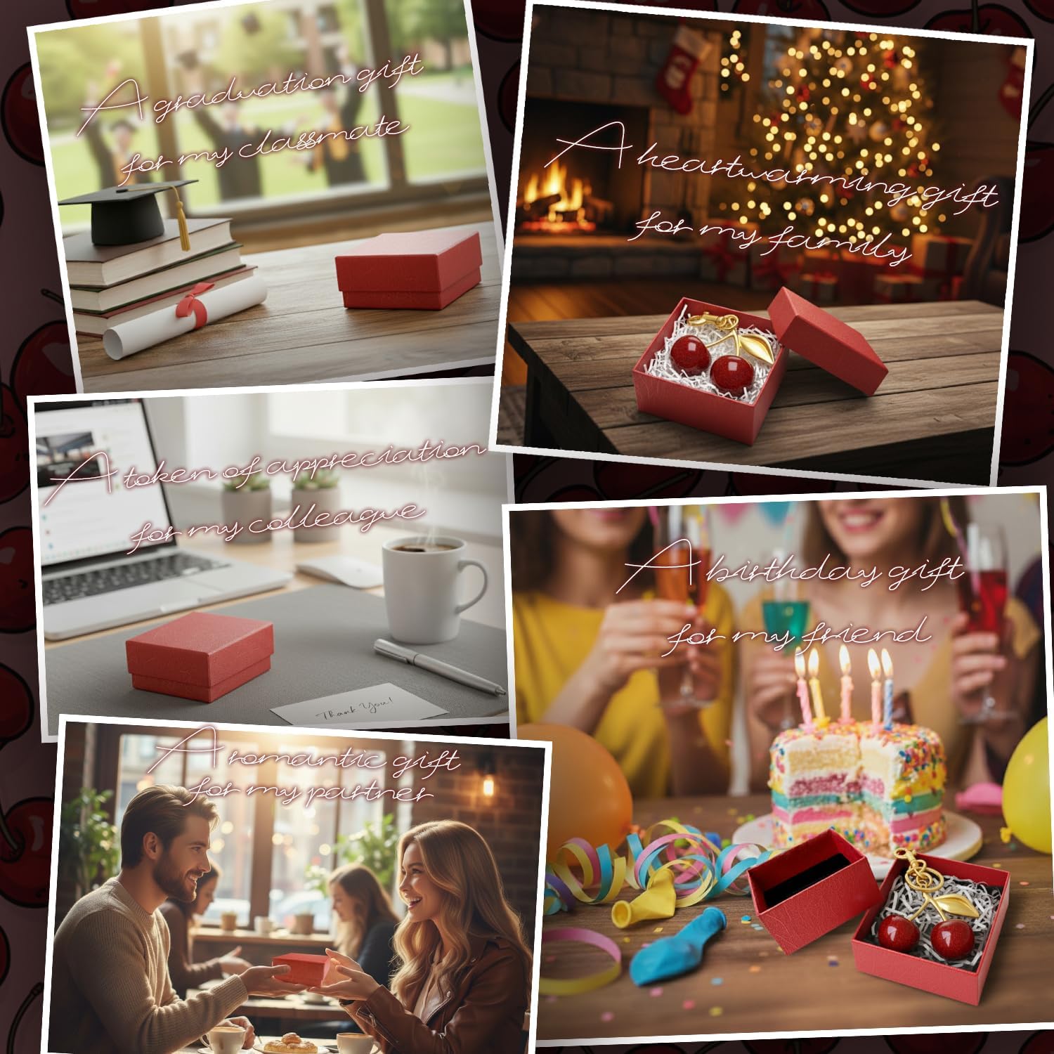 Cherry Keychains Bags Charms Purse for Women Girls, Metal Ring with Cherry for Home Car Keys Handbags - Image 5