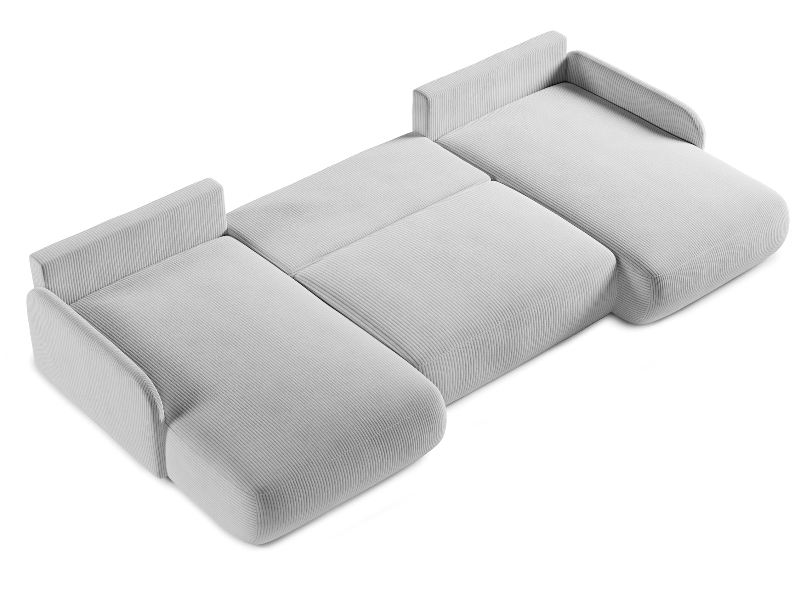 U-Form Wohnlandschaft mit Schlaffunktion 357x175 cm, Cordstoff – Großes Schlafsofa mit Bettkasten, Moderne Couch mit Stauraum NIVO (Poso 02)