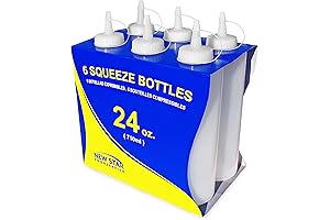 New Star Foodservice Plastic Squeeze Bottles, 24 Ounces, Pack of 6