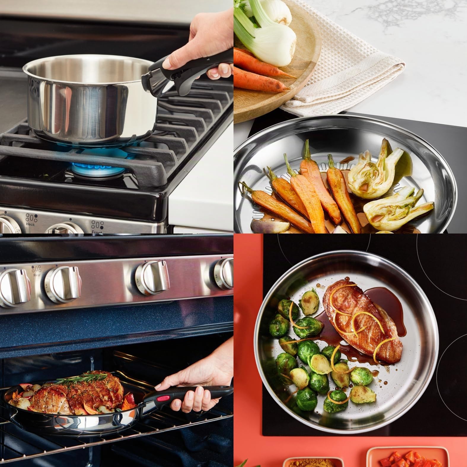 Tefal Ingenio Preference On Set 3-teilig, Edelstahl, stapelbar, Induktion, vielseitig einsetzbar, platzsparend, L9759002