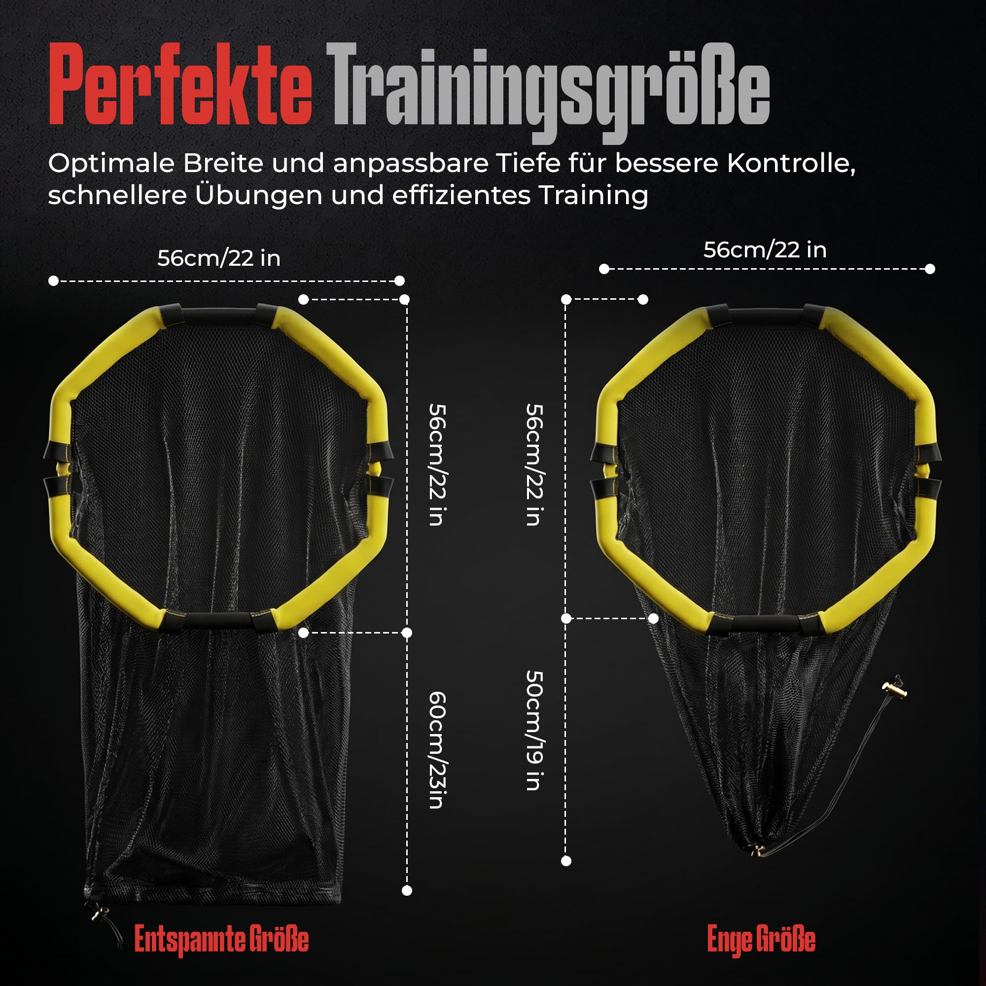 GainPlay Fußball Zielnetz – Trainingshilfe für Schuss- & Zielgenauigkeit, einfache Befestigung am Torpfosten, auch als Ballnetz nutzbar, mit Verschlussfunktion – Fußball Trainingszubehör